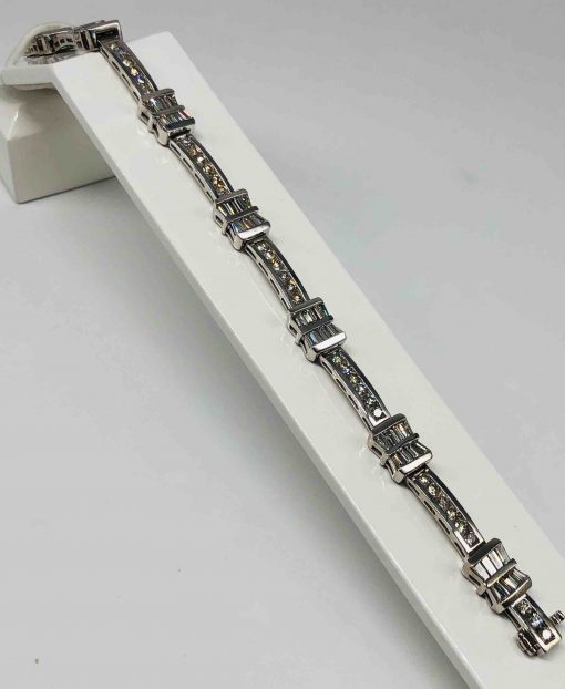 White Gold Diamond And Baguette Bracelet