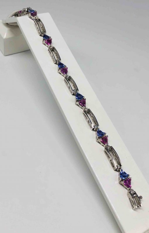 14 Kt White Gold Sapphire And Tanzanite Bracelet