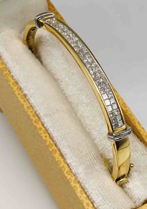 14 KT Yellow Gold Bangle With Invisible Setting