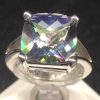 14 KT White Gold  Big Square Caribbean Topaz - Image 4