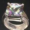 14 KT White Gold  Big Square Caribbean Topaz - Image 3