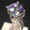 14 KT White Gold  Big Square Caribbean Topaz