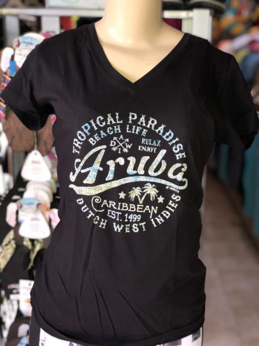 tropicalparadiseblackvneckladies