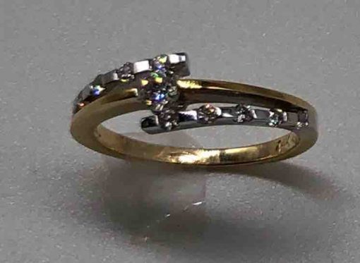 2 Tone Solitaire Ring With 2 Overlaping Lines Of Diamonds - Image 4