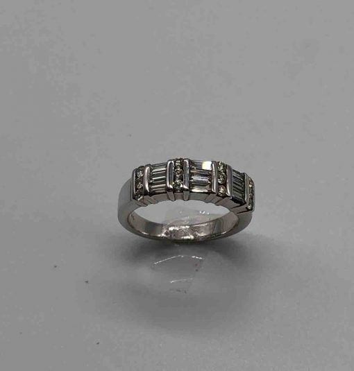 white gold band with baguettes and Diamonds - Image 2