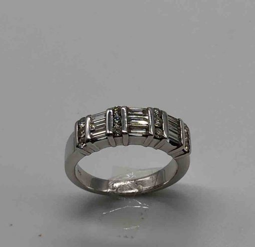 white gold band with baguettes and Diamonds - Image 3