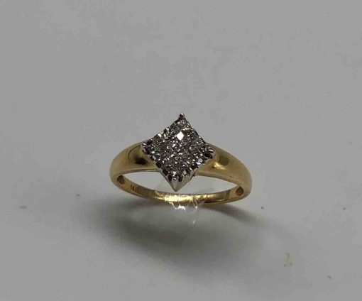 Simple Diamond Shaped Ring With Invisible Diamond Setting - Image 2