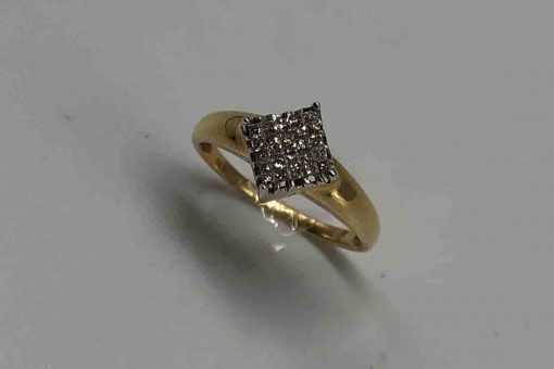 Simple Diamond Shaped Ring With Invisible Diamond Setting