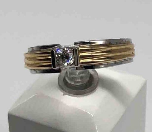 2 Tone Band With Diamond