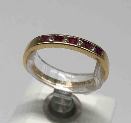 Slim Yellow Gold Band Of Rubies And Diamonds - Image 3