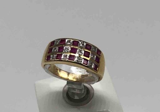 Simple Band With Rubies And Diamonds