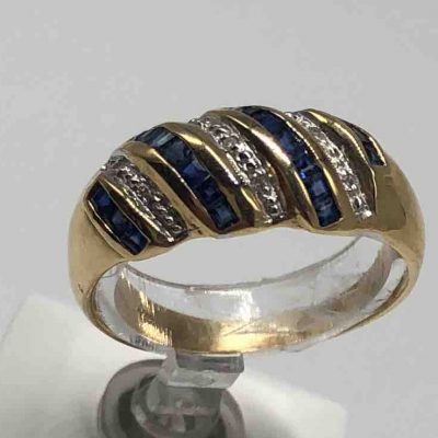 Dome Band With Sapphires And Diamonds