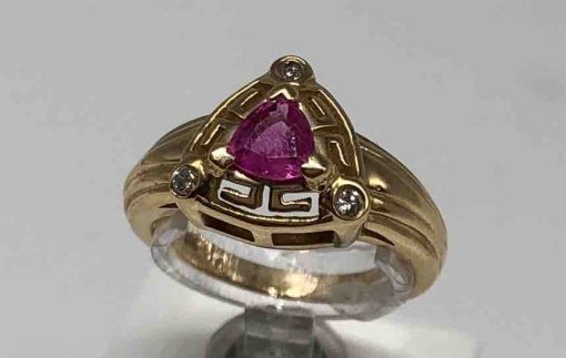Triangular Pink Sapphire Ring