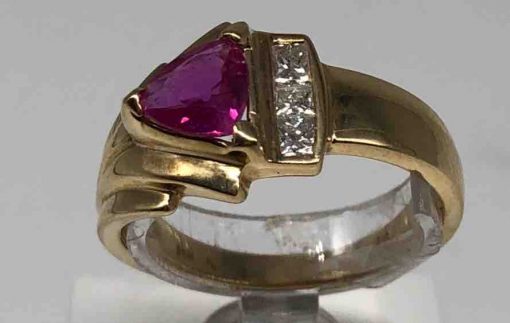 Pink Sapphire With Princess Cut Diamonds