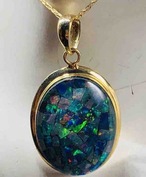 14 KT Yellow Gold Mosaic Opal Pendant - Style Aruba Your Favorite ...