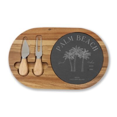 Engraved Palm Beach Charcuterie Board with Slate Insert
