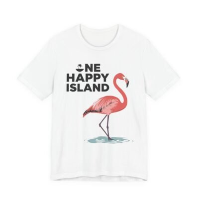 One Happy Island Flamingo Tee — Tropical Vacation Shirt