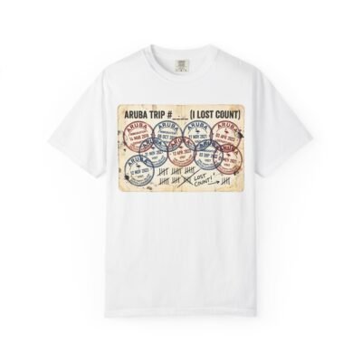 Aruba Vacation Stamp T-Shirt – 'Aruba Trip # (Lost Count)' Vintage Travel Tee